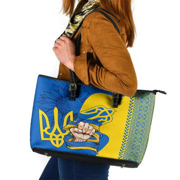 Ukraine Ukraine Folk Patterns Unity Day Personalized Leather Tote Bag LT9