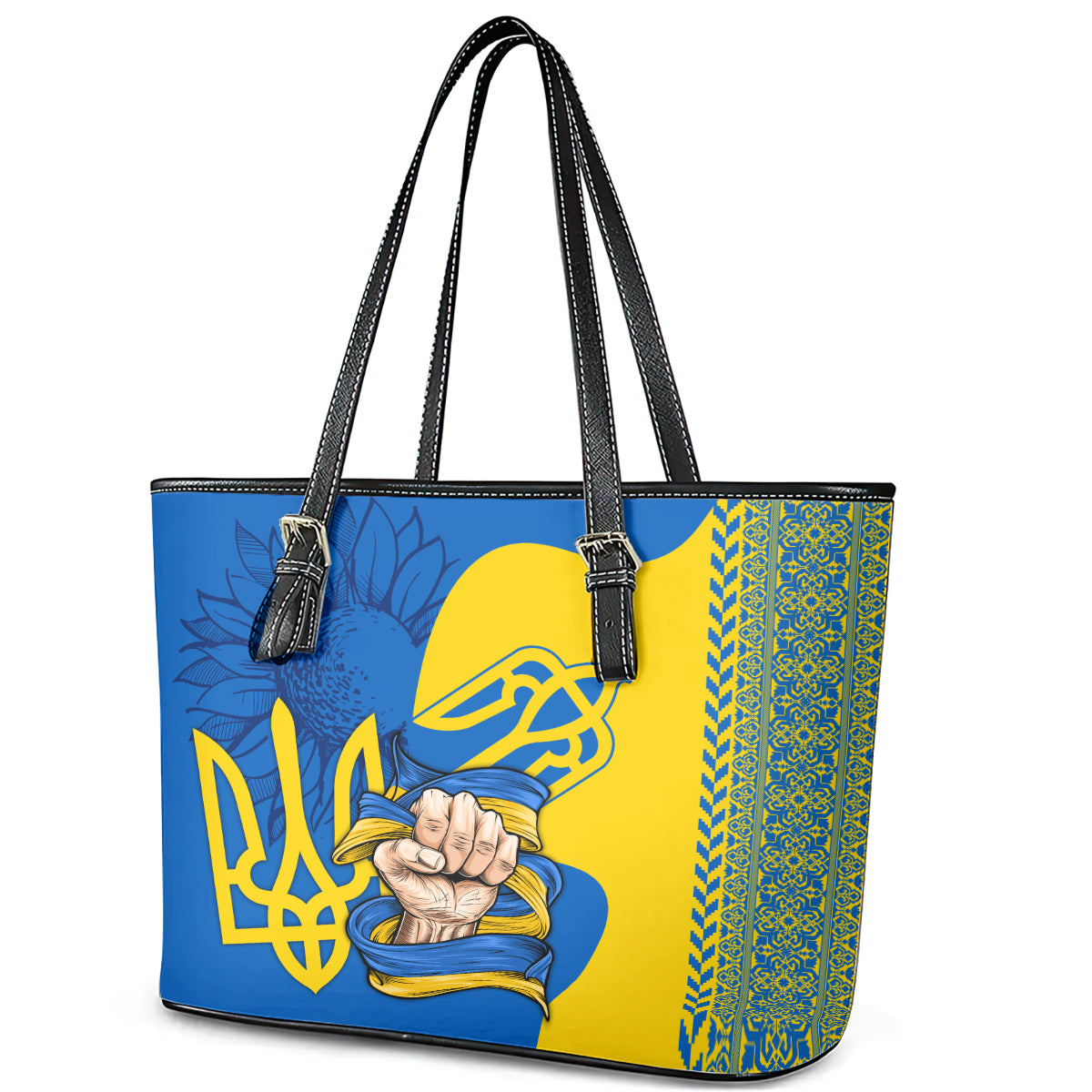 Ukraine Ukraine Folk Patterns Unity Day Personalized Leather Tote Bag LT9