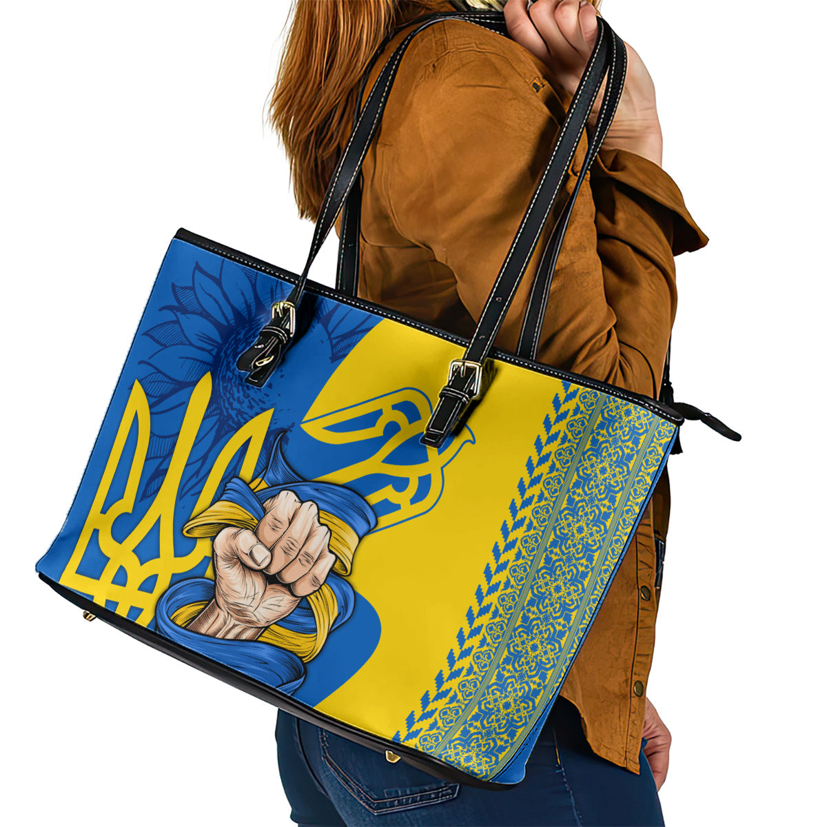 Ukraine Ukraine Folk Patterns Unity Day Personalized Leather Tote Bag LT9