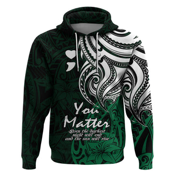 Your Matter Suicide Prevention Hoodie Green Polynesian Tribal LT9
