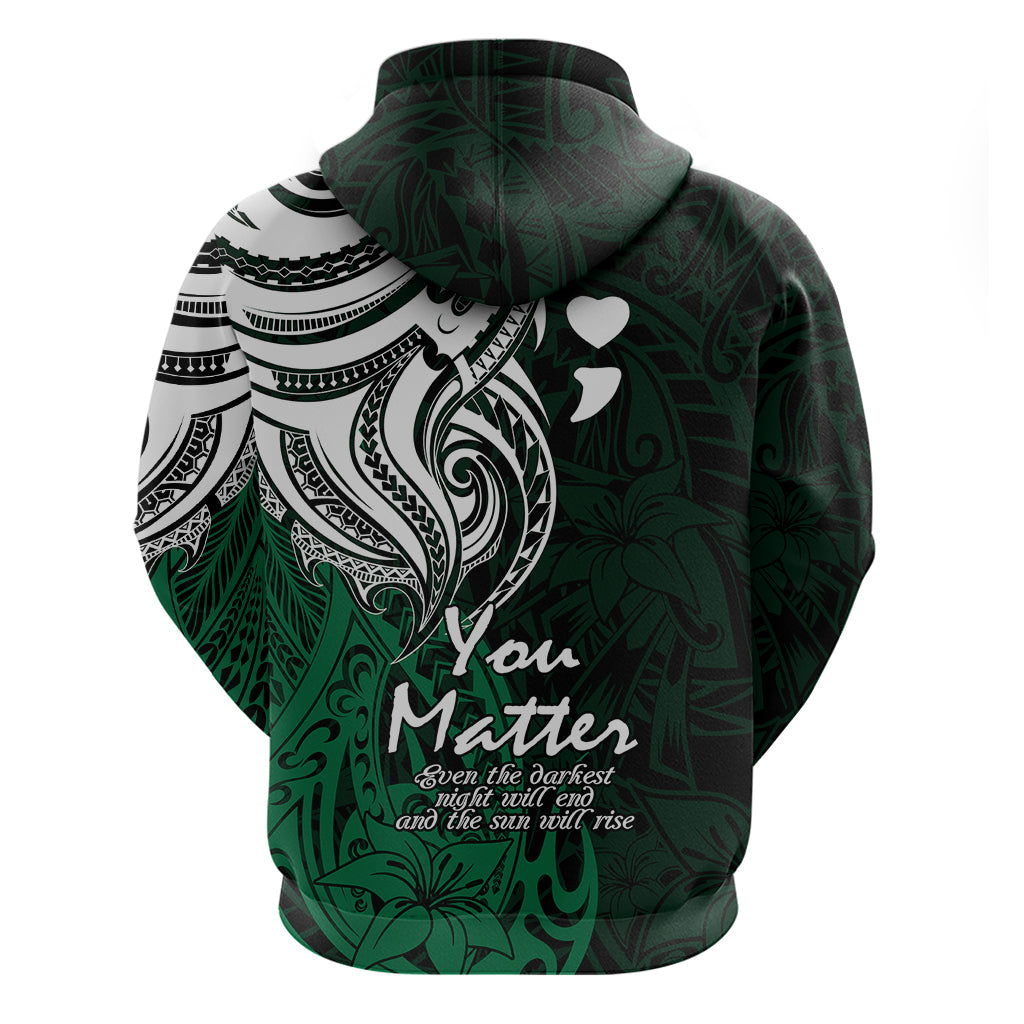 Your Matter Suicide Prevention Hoodie Green Polynesian Tribal LT9