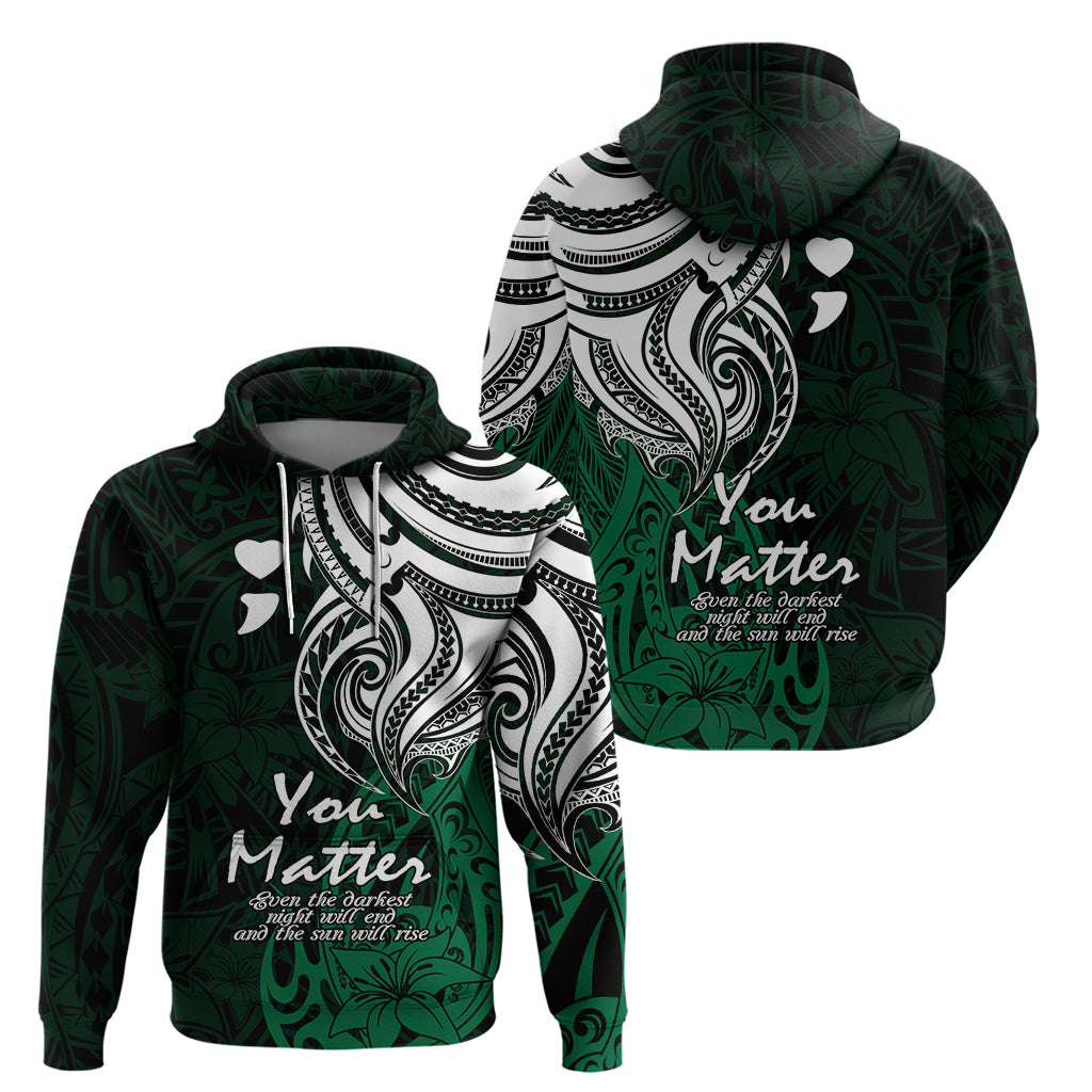 Your Matter Suicide Prevention Hoodie Green Polynesian Tribal LT9