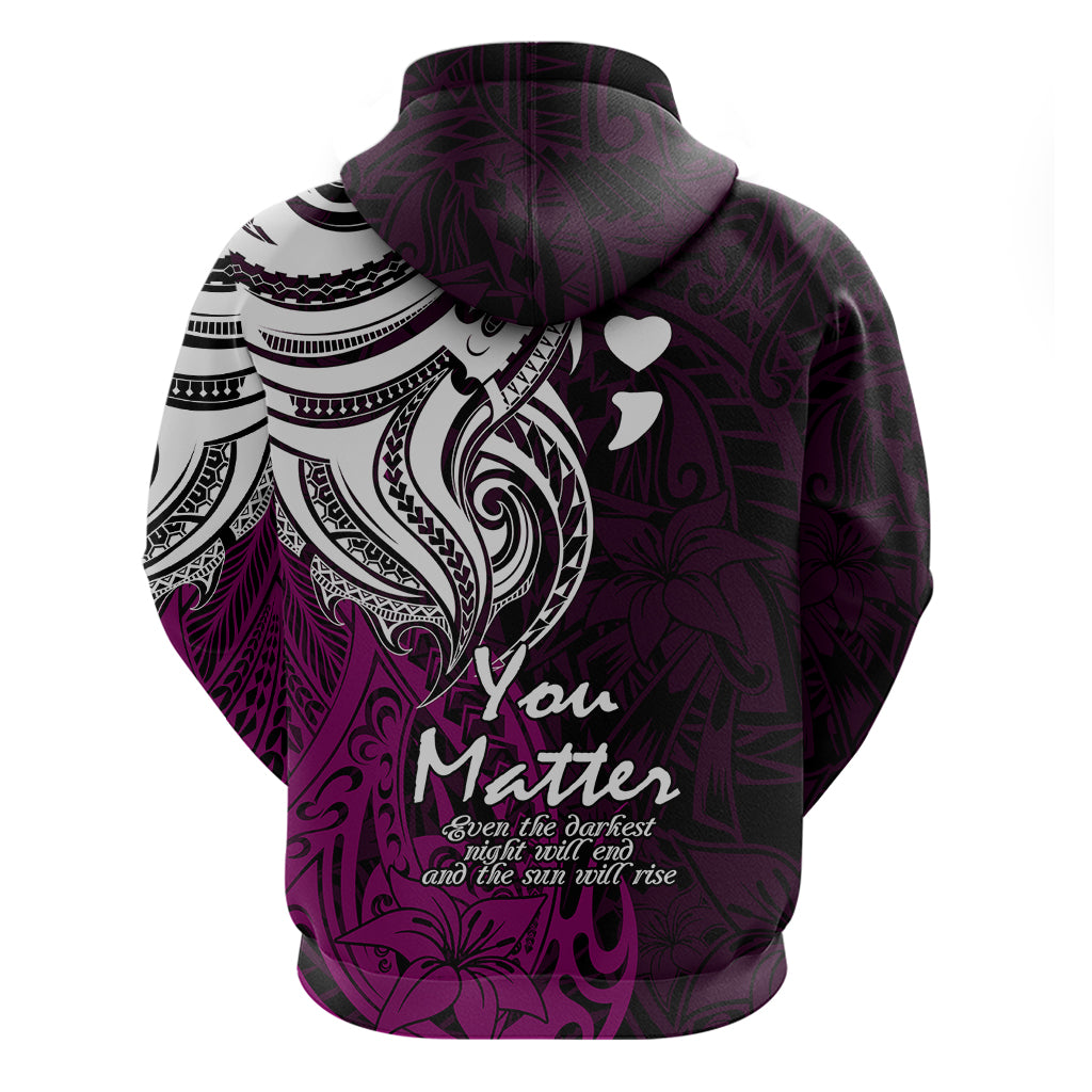 Your Matter Suicide Prevention Hoodie Pink Polynesian Tribal LT9