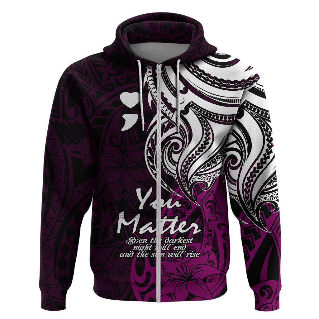 Your Matter Suicide Prevention Hoodie Pink Polynesian Tribal LT9