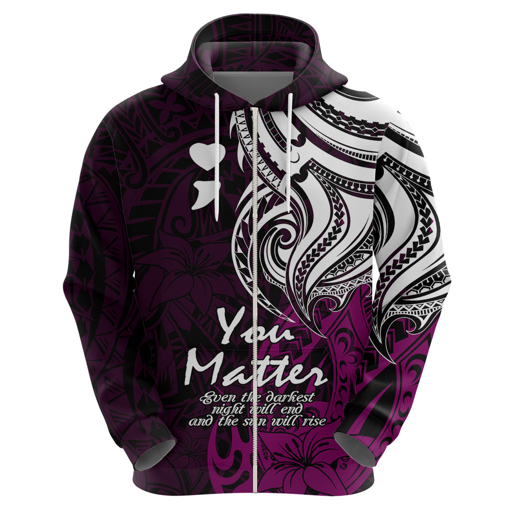 Your Matter Suicide Prevention Hoodie Pink Polynesian Tribal LT9