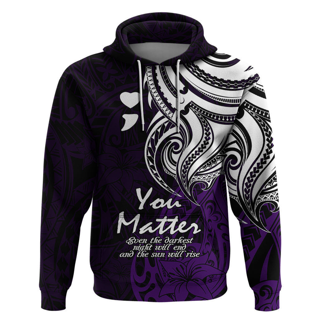 Your Matter Suicide Prevention Hoodie Purple Polynesian Tribal LT9