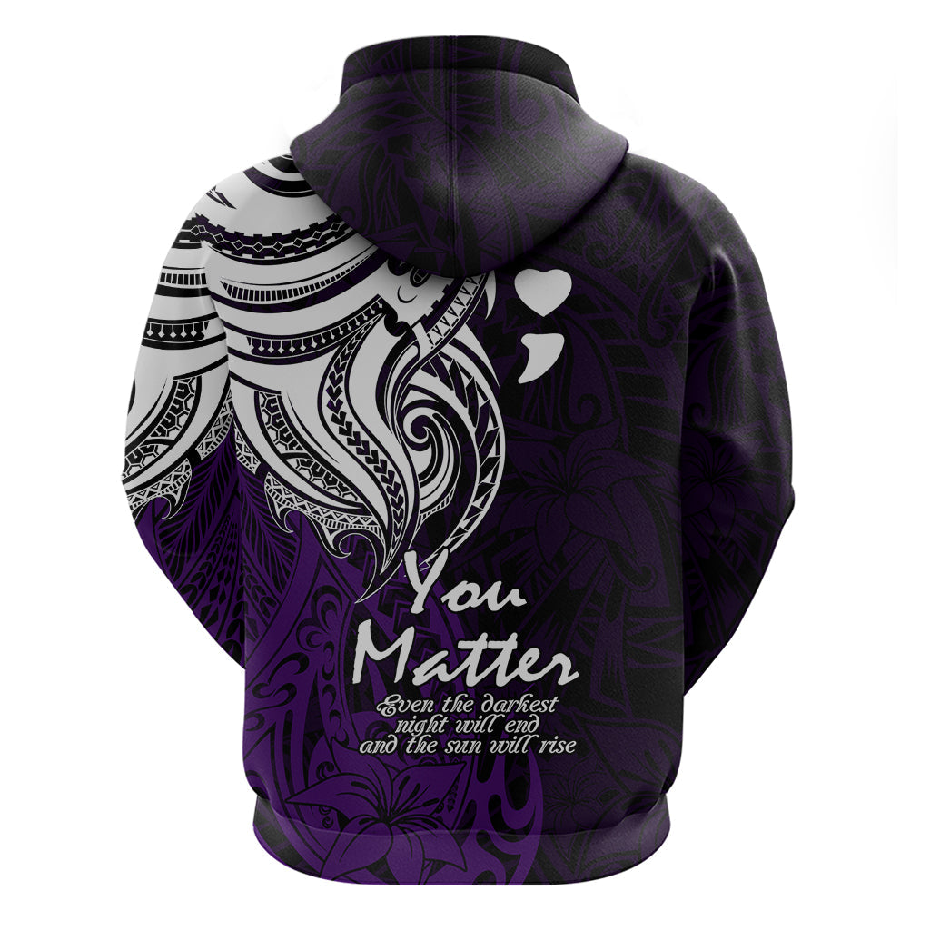 Your Matter Suicide Prevention Hoodie Purple Polynesian Tribal LT9