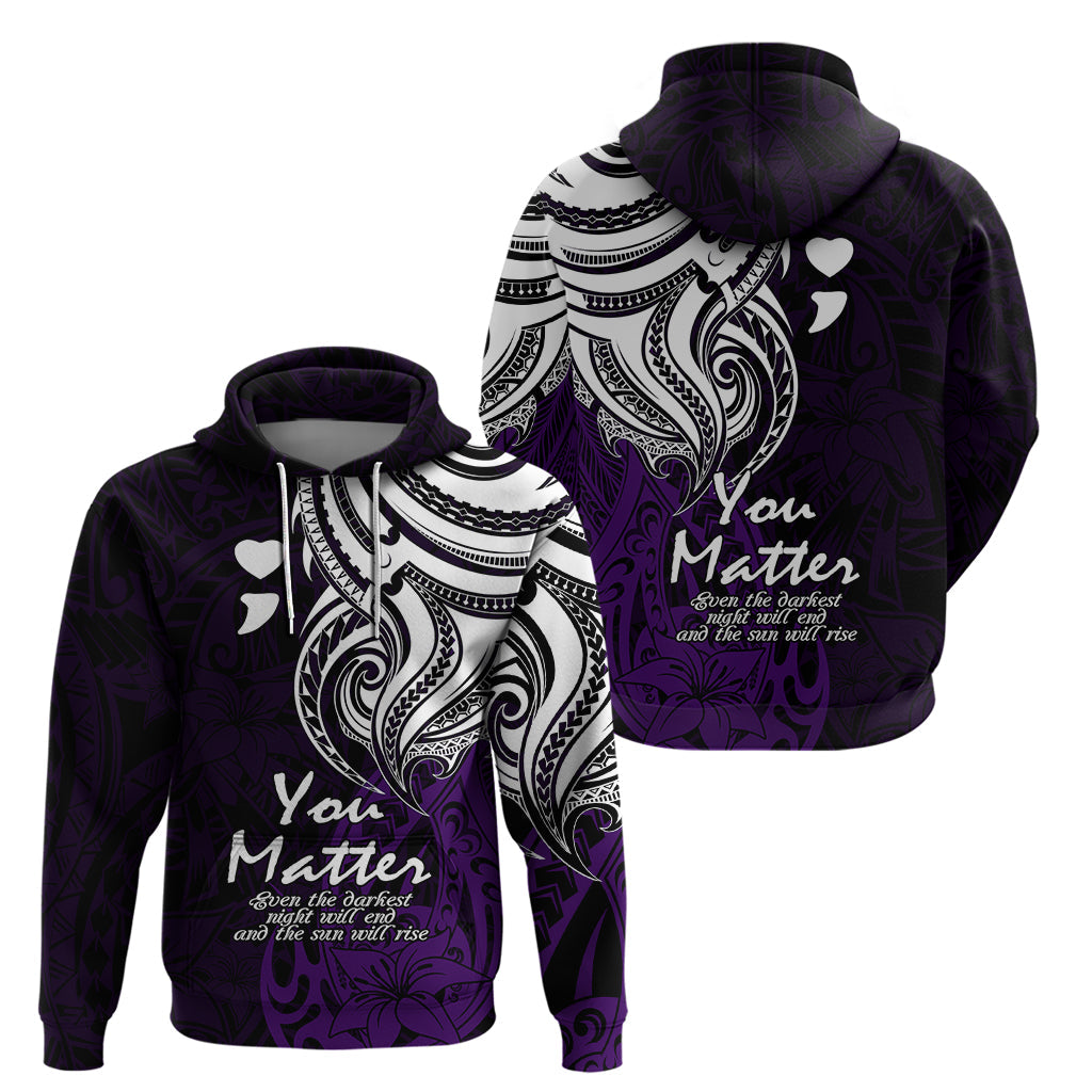 Your Matter Suicide Prevention Hoodie Purple Polynesian Tribal LT9
