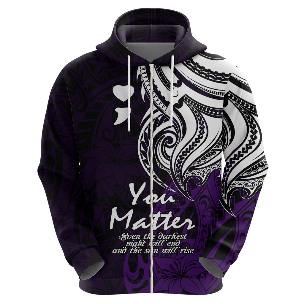 Your Matter Suicide Prevention Hoodie Purple Polynesian Tribal LT9
