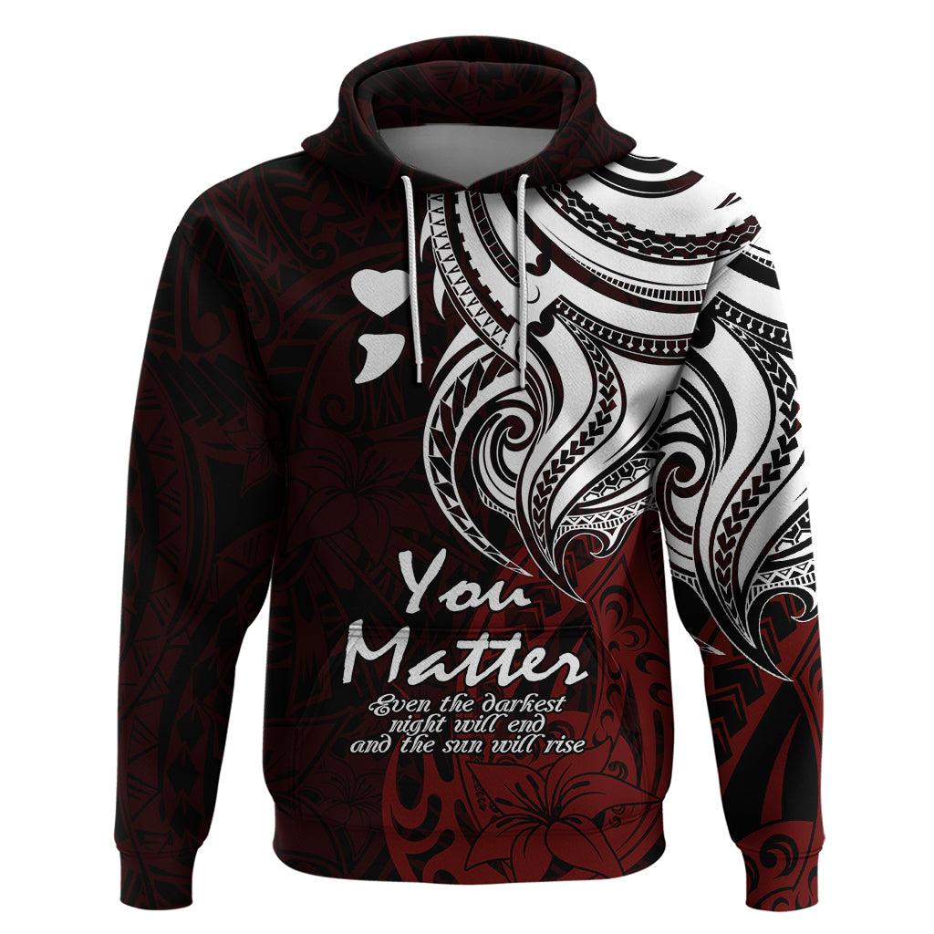 Your Matter Suicide Prevention Hoodie Red Polynesian Tribal LT9