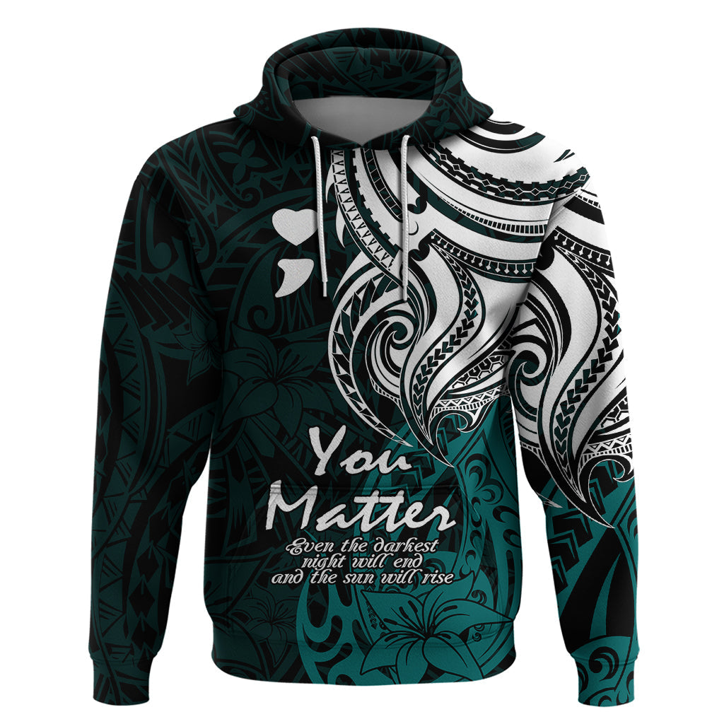 Your Matter Suicide Prevention Hoodie Turqoise Polynesian Tribal LT9
