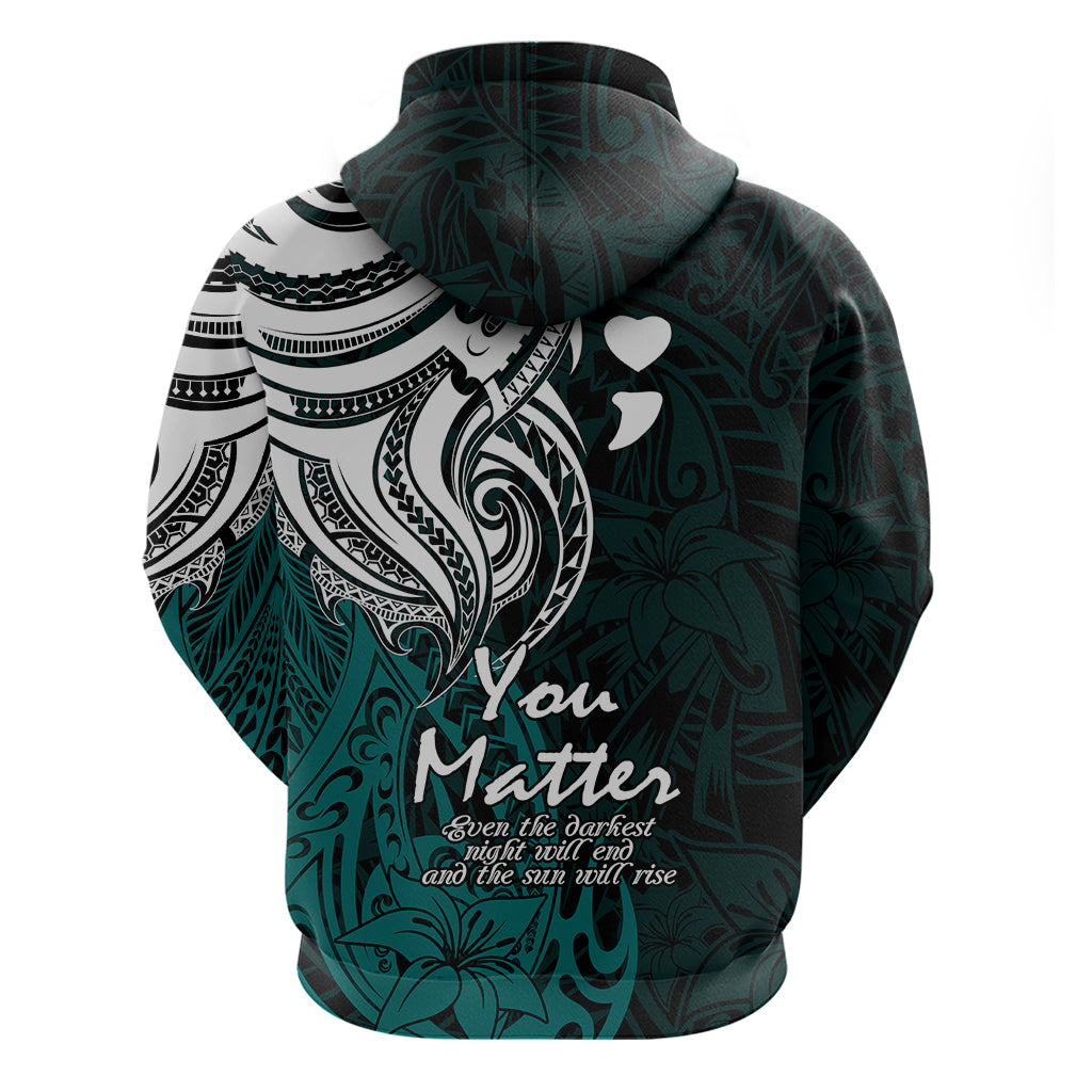 Your Matter Suicide Prevention Hoodie Turqoise Polynesian Tribal LT9
