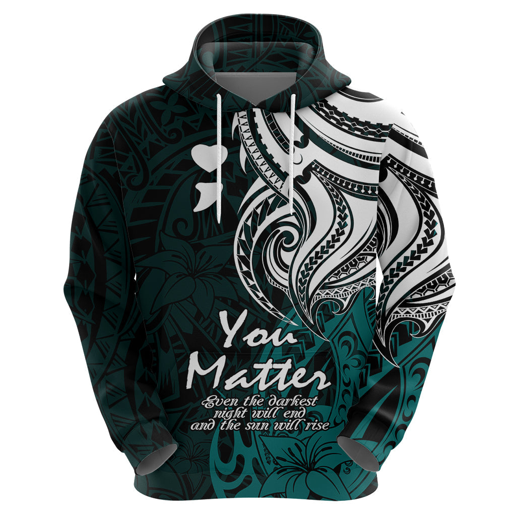 Your Matter Suicide Prevention Hoodie Turqoise Polynesian Tribal LT9