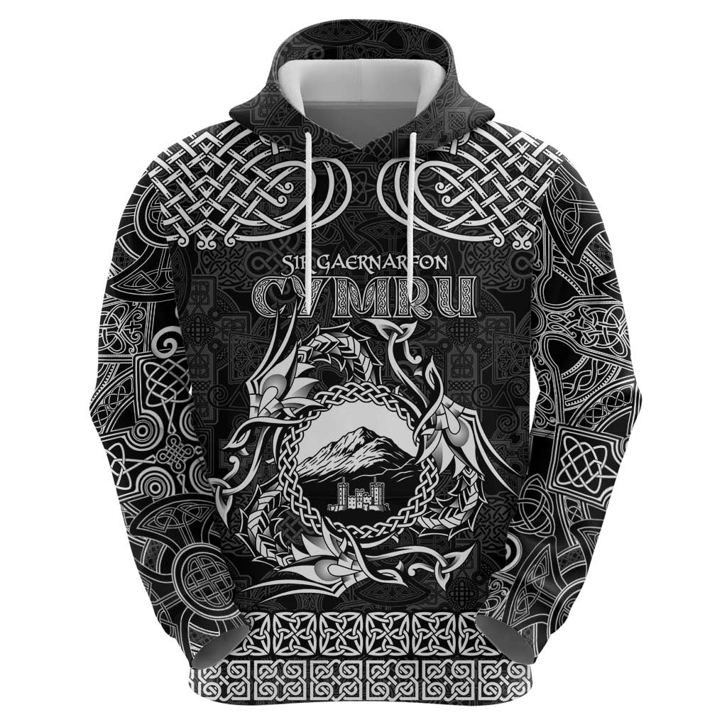 Personalized Caernarfonshire Sir Gaernarfon Hoodie Black Castle Tower Celtic-inspired LT9