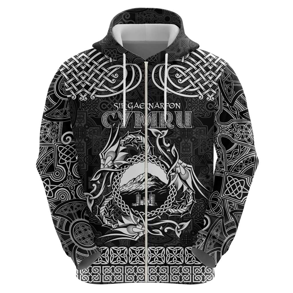 Personalized Caernarfonshire Sir Gaernarfon Hoodie Black Castle Tower Celtic-inspired LT9