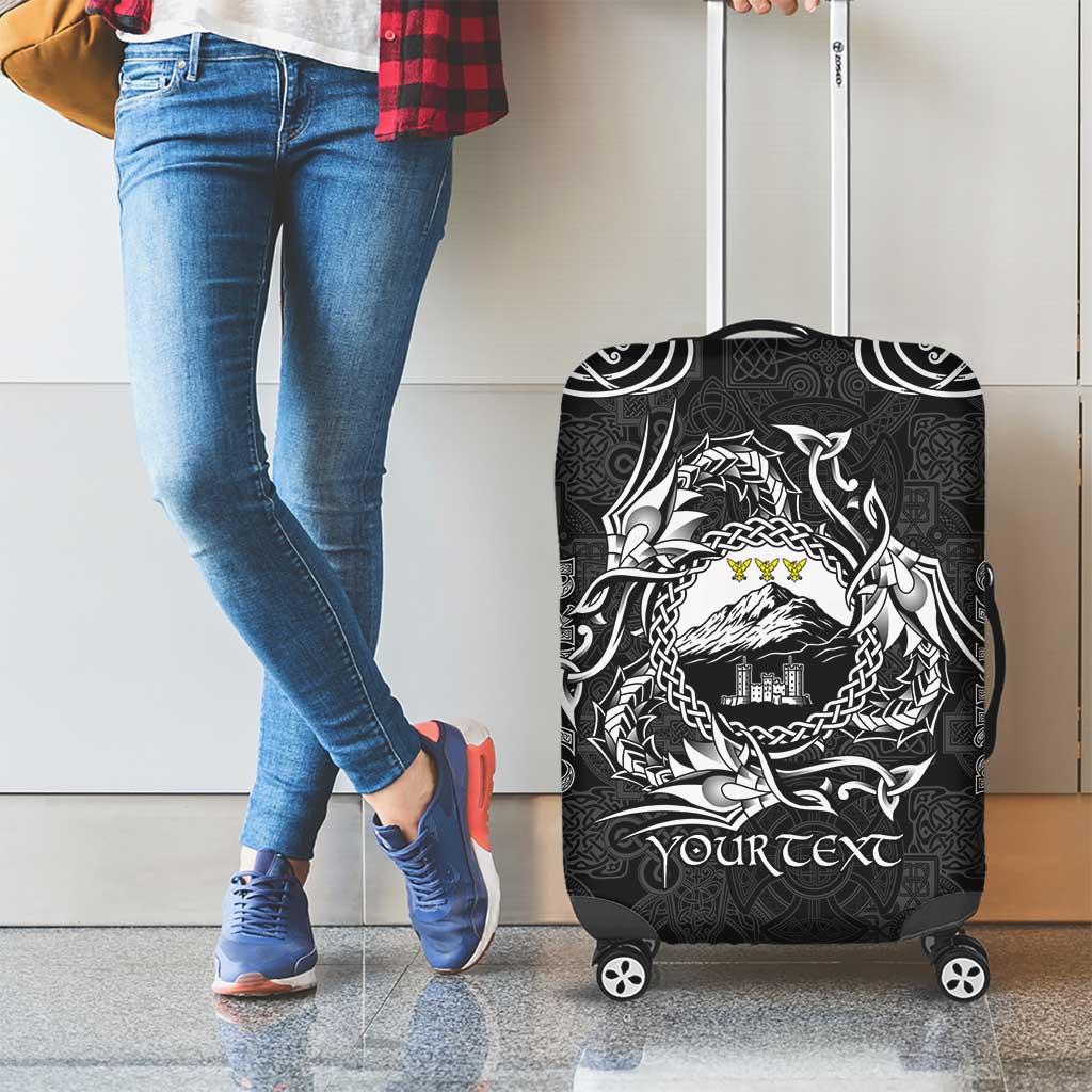 Personalized Caernarfonshire Sir Gaernarfon Luggage Cover Black Castle Tower Celtic-inspired LT9