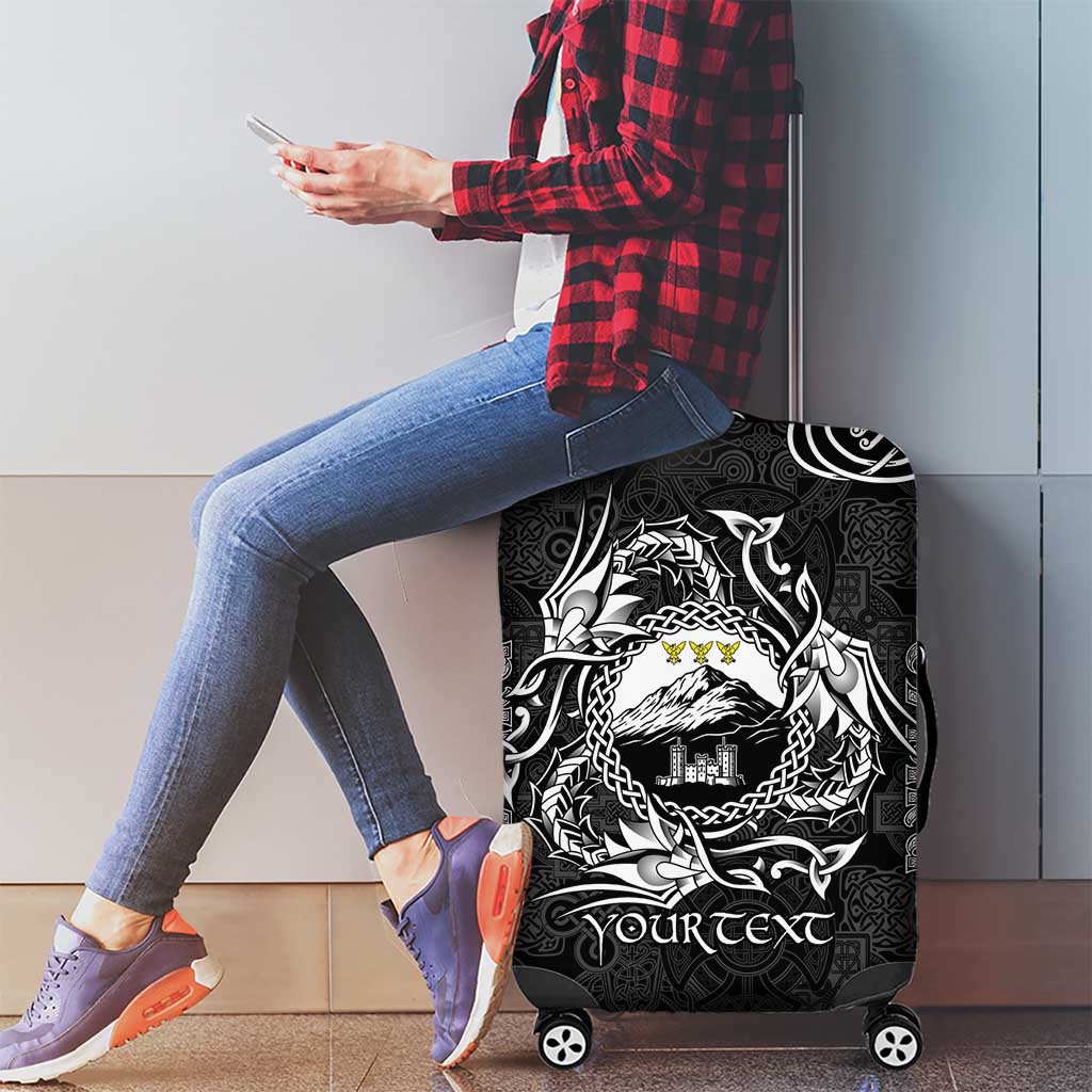 Personalized Caernarfonshire Sir Gaernarfon Luggage Cover Black Castle Tower Celtic-inspired LT9