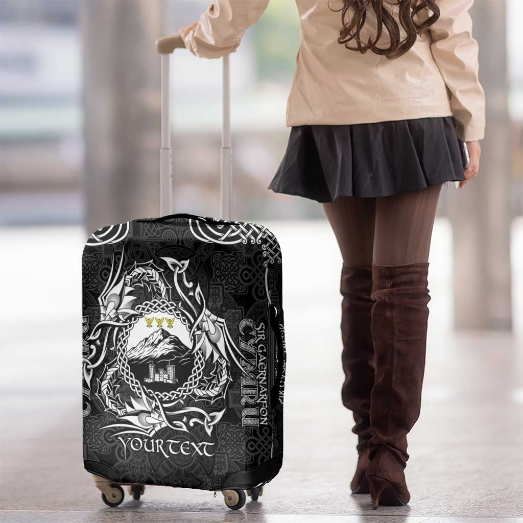 Personalized Caernarfonshire Sir Gaernarfon Luggage Cover Black Castle Tower Celtic-inspired LT9