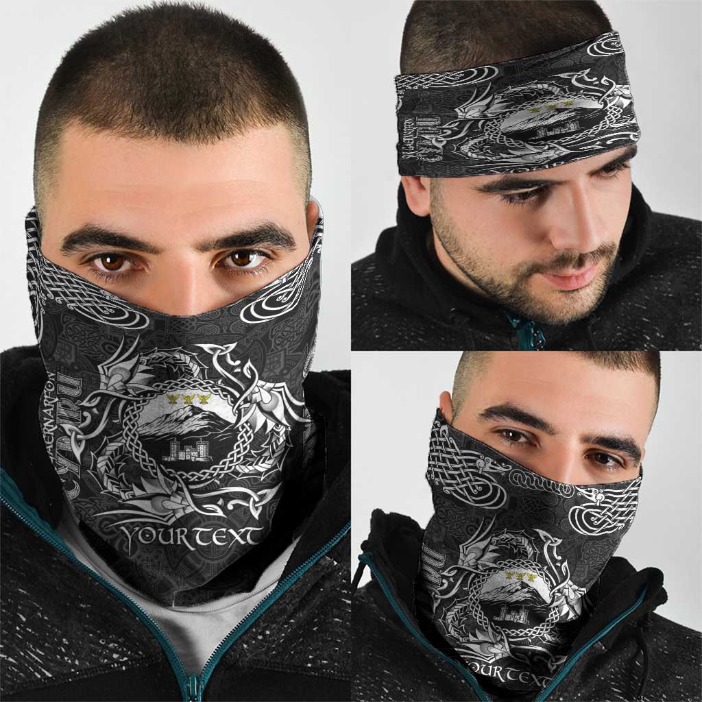 Personalized Caernarfonshire Sir Gaernarfon Neck Gaiter Black Castle Tower Celtic-inspired LT9