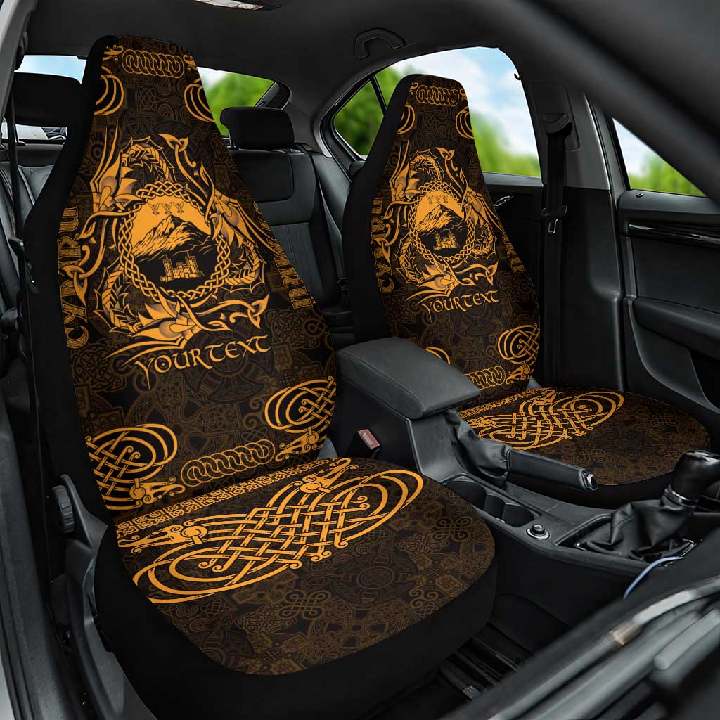 Personalized Caernarfonshire Sir Gaernarfon Car Seat Cover Gold Castle Tower Celtic-inspired LT9
