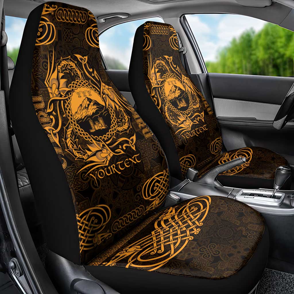 Personalized Caernarfonshire Sir Gaernarfon Car Seat Cover Gold Castle Tower Celtic-inspired LT9