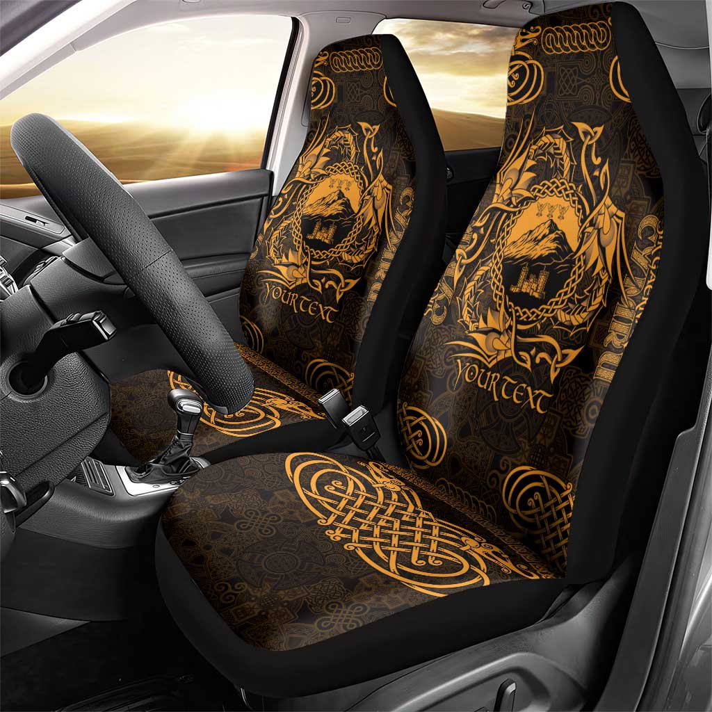 Personalized Caernarfonshire Sir Gaernarfon Car Seat Cover Gold Castle Tower Celtic-inspired LT9