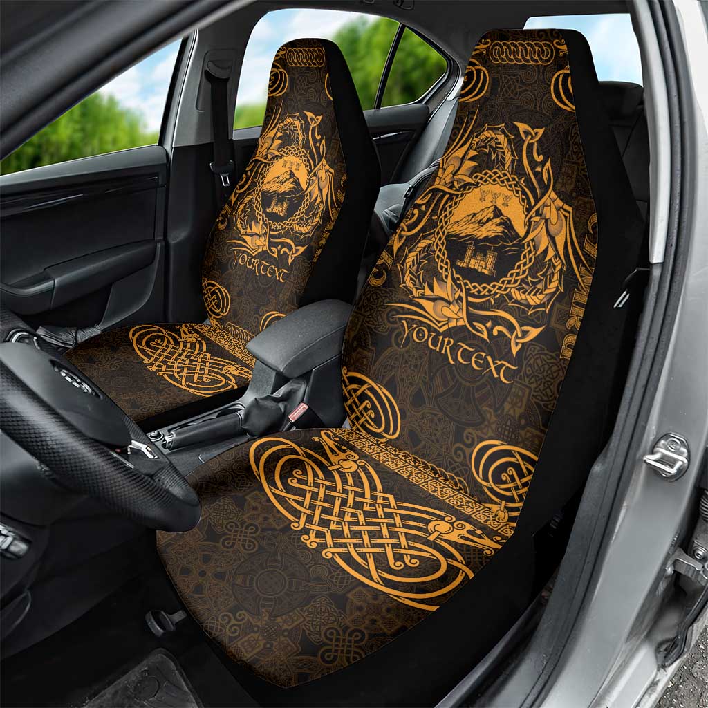 Personalized Caernarfonshire Sir Gaernarfon Car Seat Cover Gold Castle Tower Celtic-inspired LT9