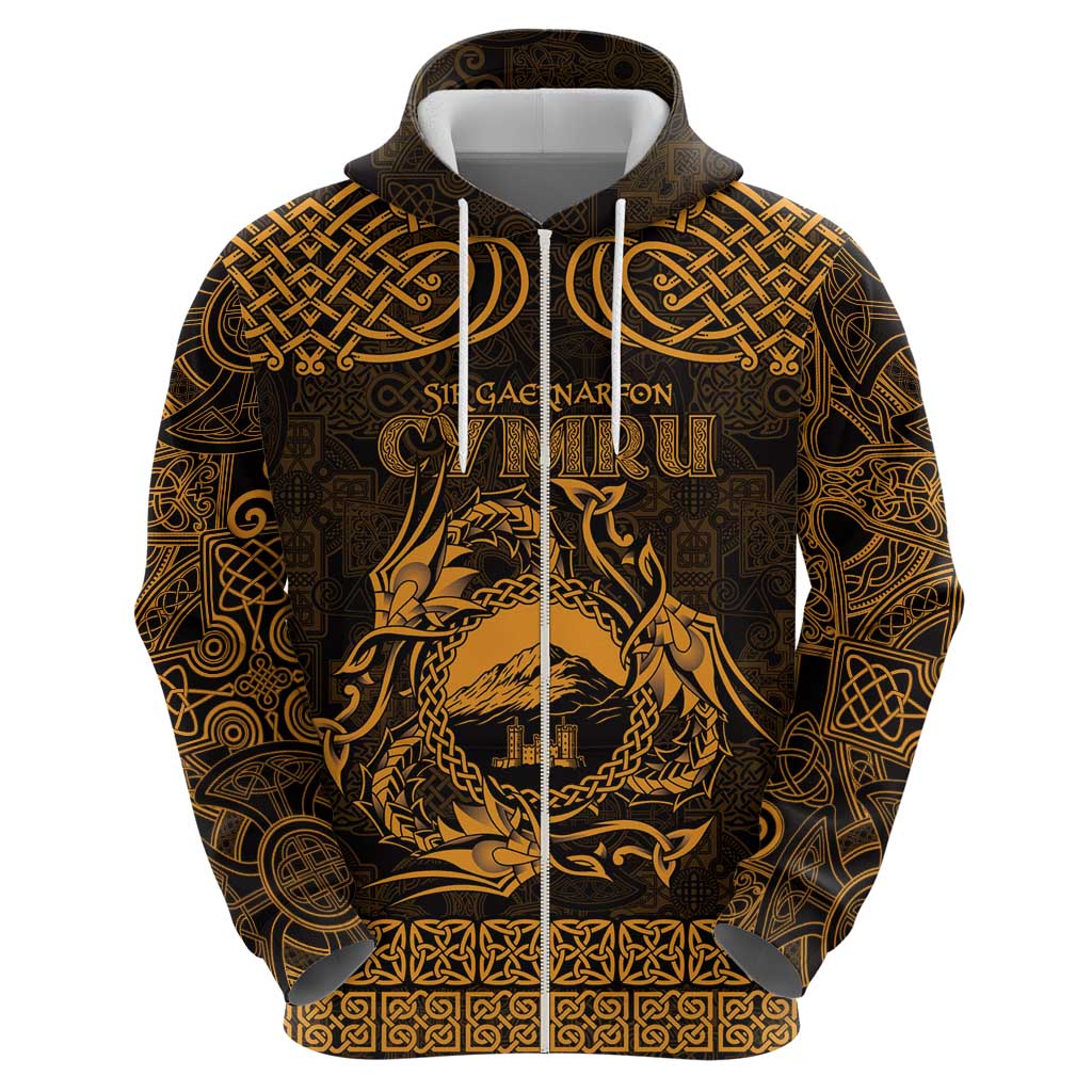 Personalized Caernarfonshire Sir Gaernarfon Hoodie Gold Castle Tower Celtic-inspired LT9