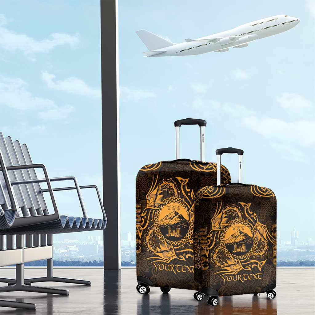 Personalized Caernarfonshire Sir Gaernarfon Luggage Cover Gold Castle Tower Celtic-inspired LT9