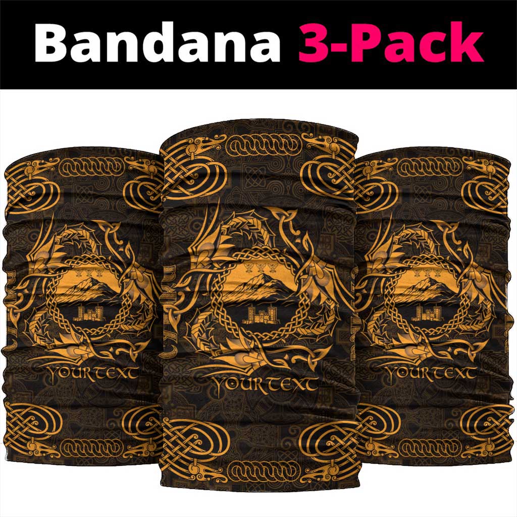 Personalized Caernarfonshire Sir Gaernarfon Neck Gaiter Gold Castle Tower Celtic-inspired LT9