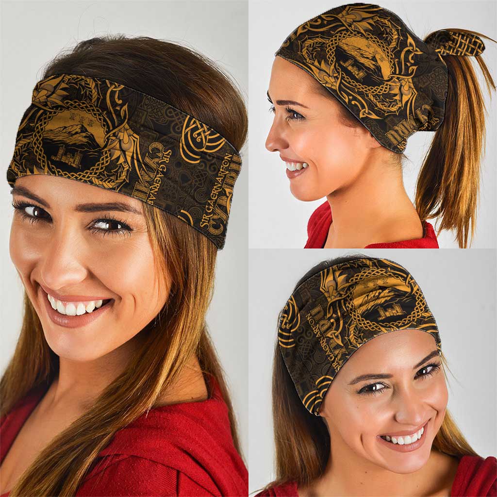 Personalized Caernarfonshire Sir Gaernarfon Neck Gaiter Gold Castle Tower Celtic-inspired LT9