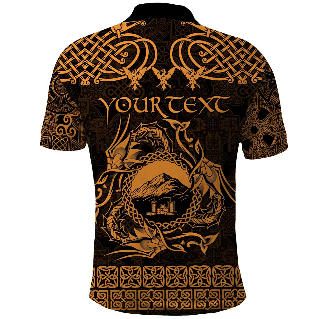 Personalized Caernarfonshire Sir Gaernarfon Polo Shirt Gold Castle Tower Celtic-inspired LT9