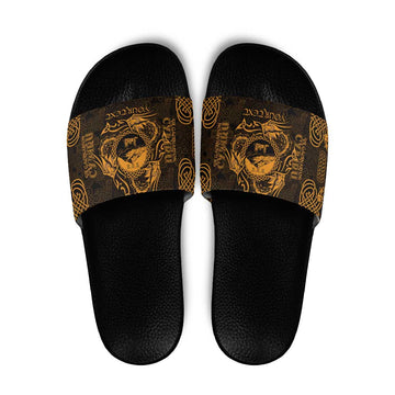 Personalized Caernarfonshire Sir Gaernarfon Slide Sandals Gold Castle Tower Celtic-inspired LT9