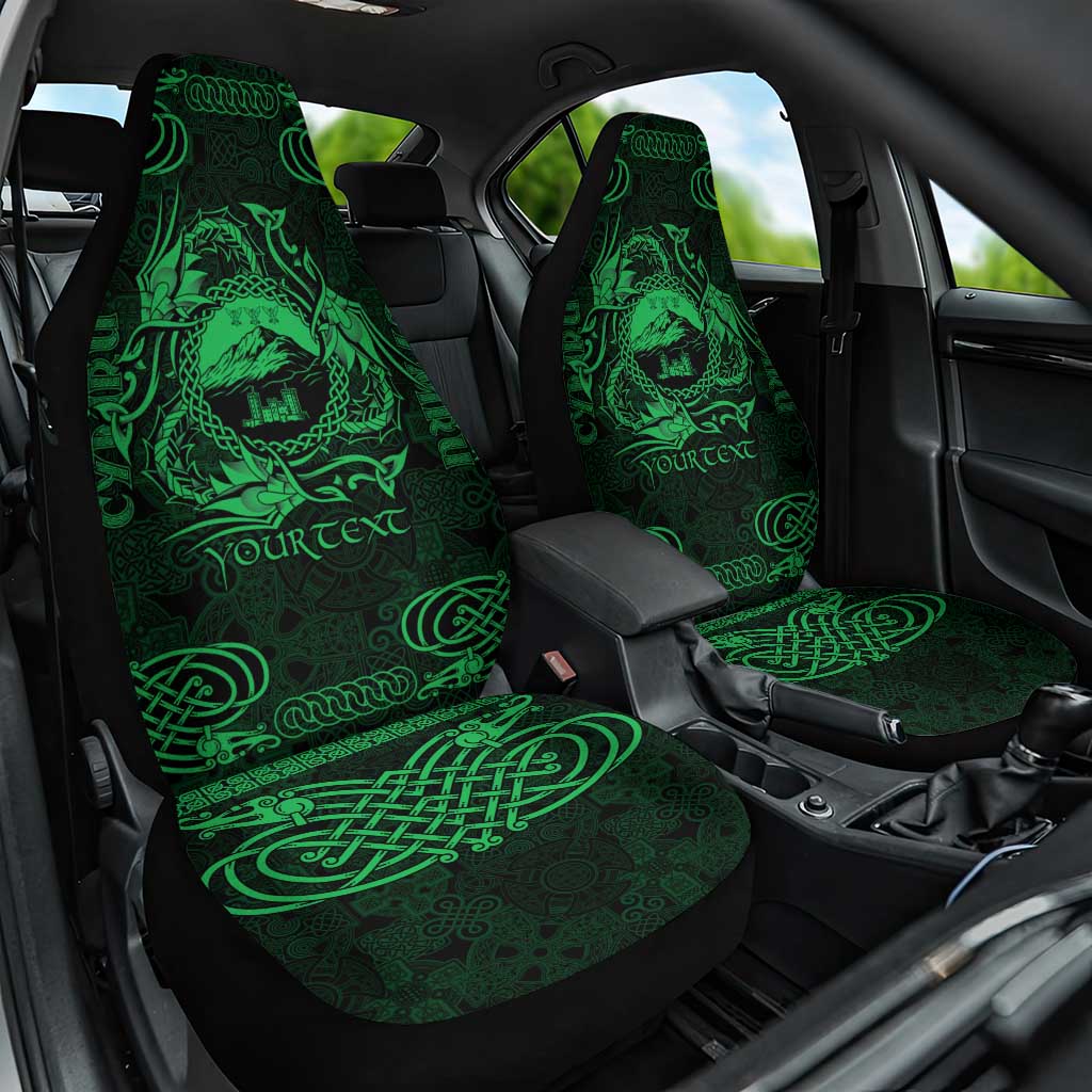 Personalized Caernarfonshire Sir Gaernarfon Car Seat Cover Green Castle Tower Celtic-inspired LT9