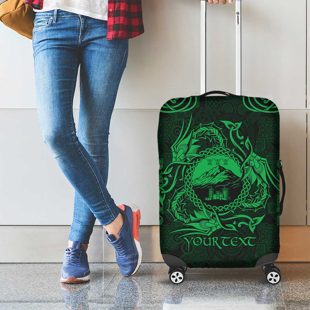 Personalized Caernarfonshire Sir Gaernarfon Luggage Cover Green Castle Tower Celtic-inspired LT9