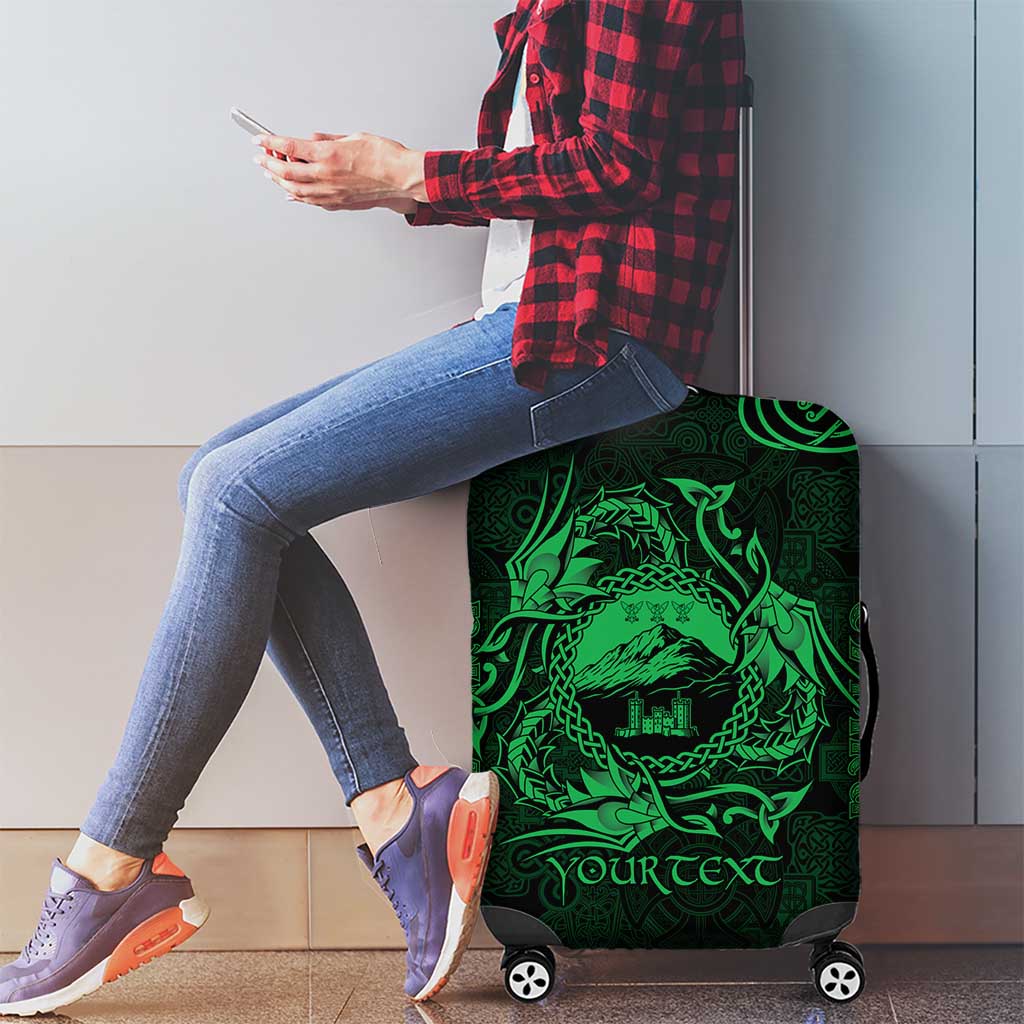 Personalized Caernarfonshire Sir Gaernarfon Luggage Cover Green Castle Tower Celtic-inspired LT9