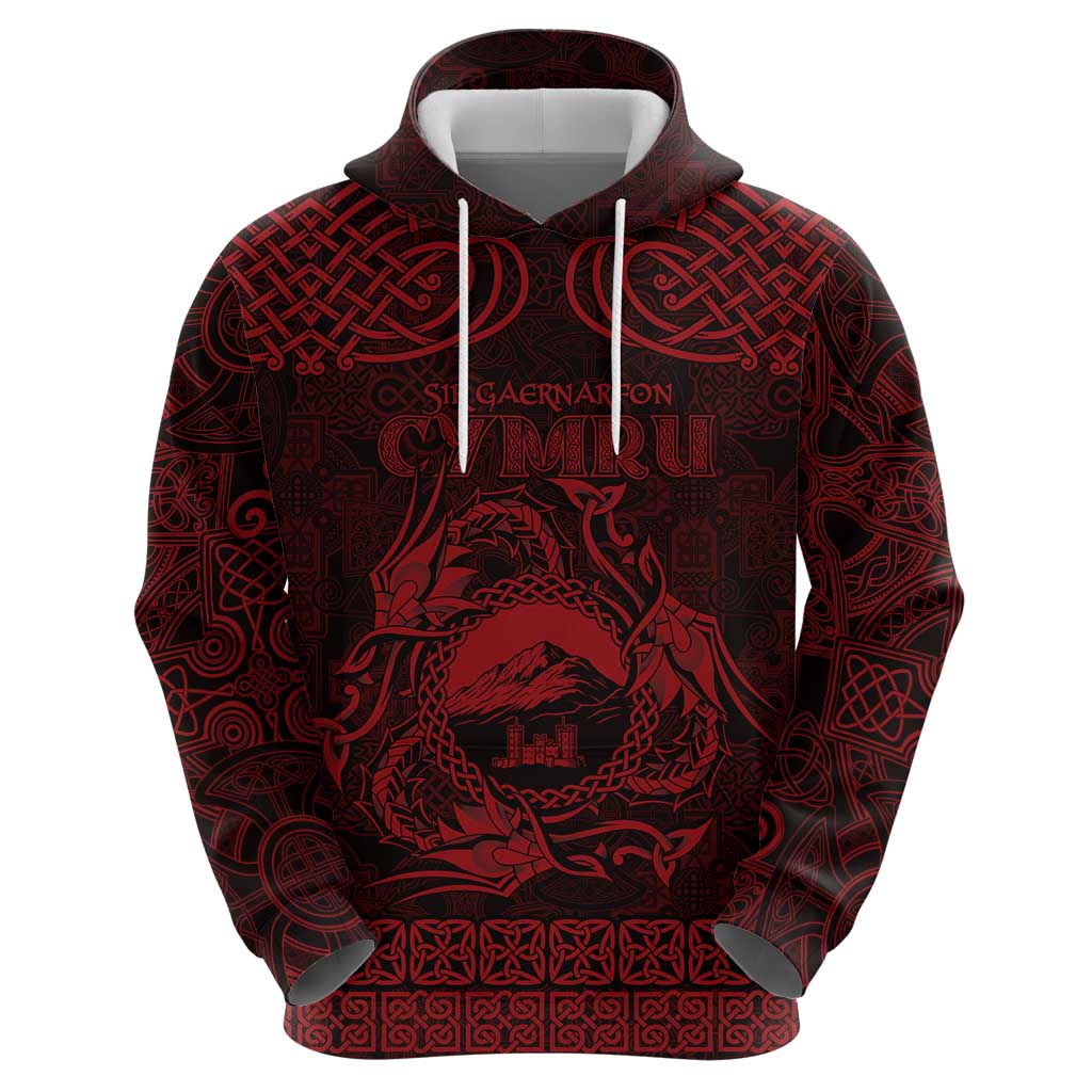 Personalized Caernarfonshire Sir Gaernarfon Hoodie Red Castle Tower Celtic-inspired LT9