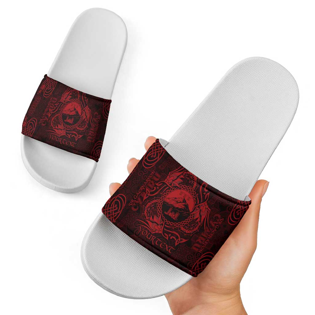 Personalized Caernarfonshire Sir Gaernarfon Slide Sandals Red Castle Tower Celtic-inspired LT9