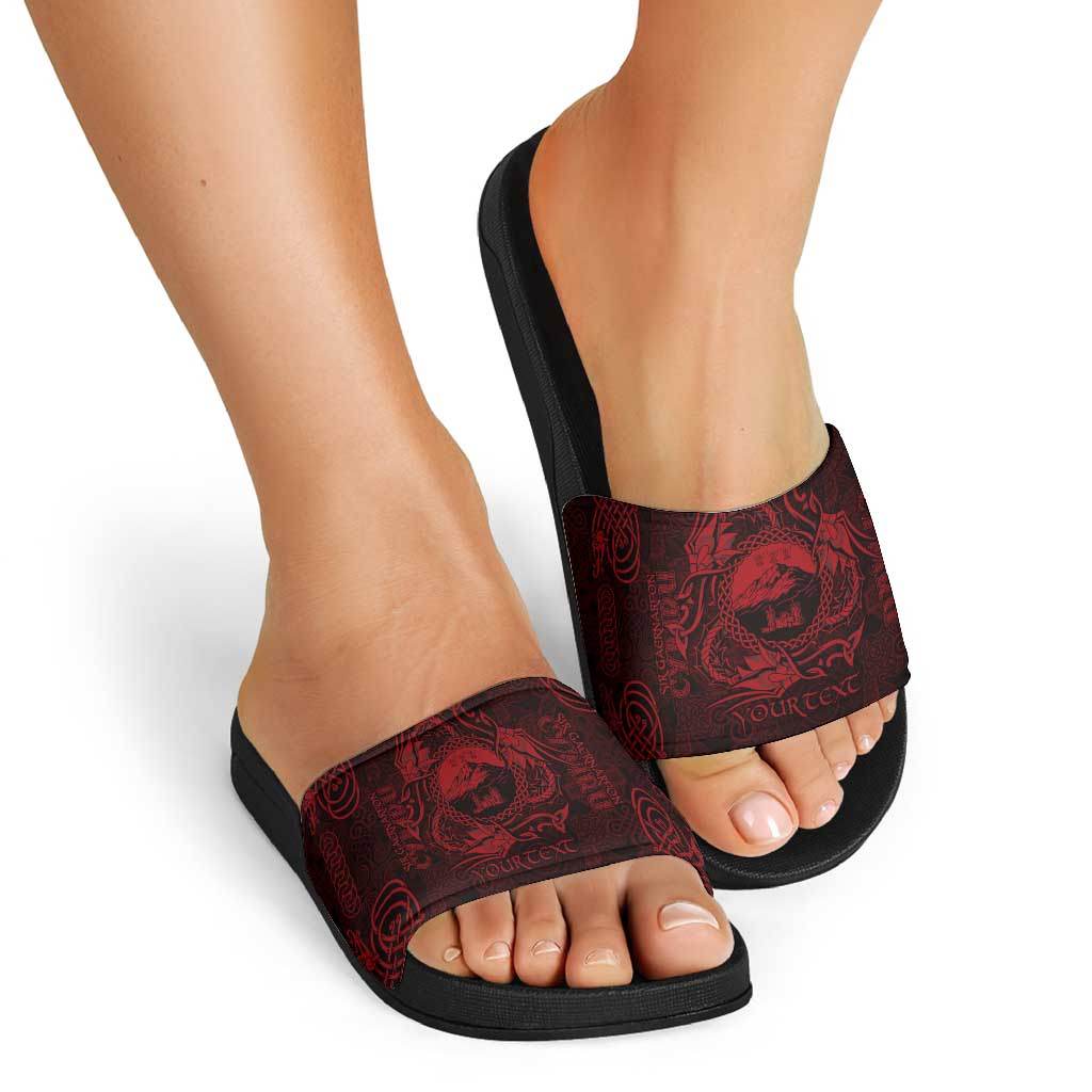 Personalized Caernarfonshire Sir Gaernarfon Slide Sandals Red Castle Tower Celtic-inspired LT9