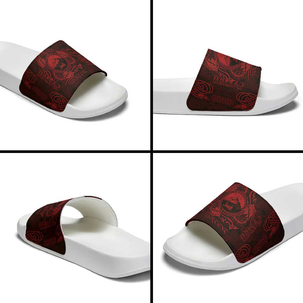 Personalized Caernarfonshire Sir Gaernarfon Slide Sandals Red Castle Tower Celtic-inspired LT9