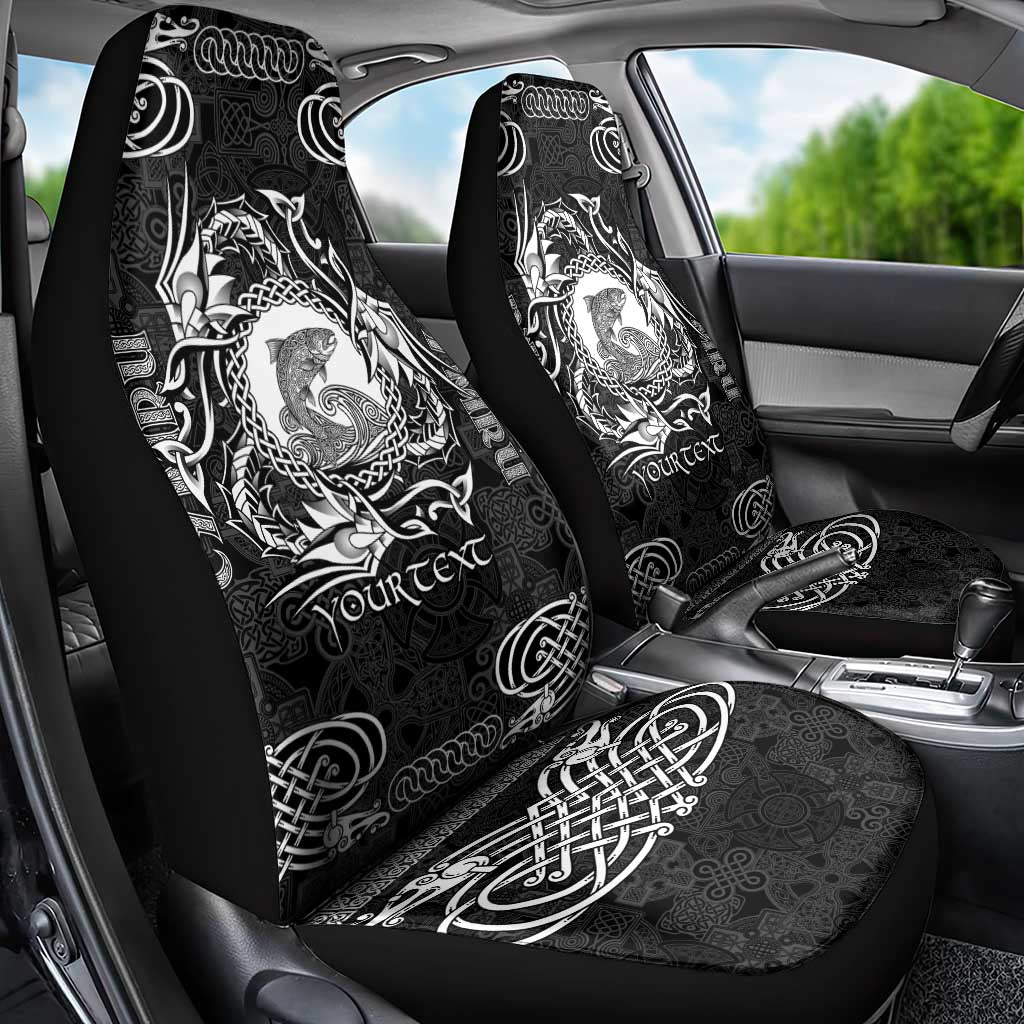 Personalized Cardiganshire Ceredigion Car Seat Cover Black Leaping Salmon Celtic-inspired LT9