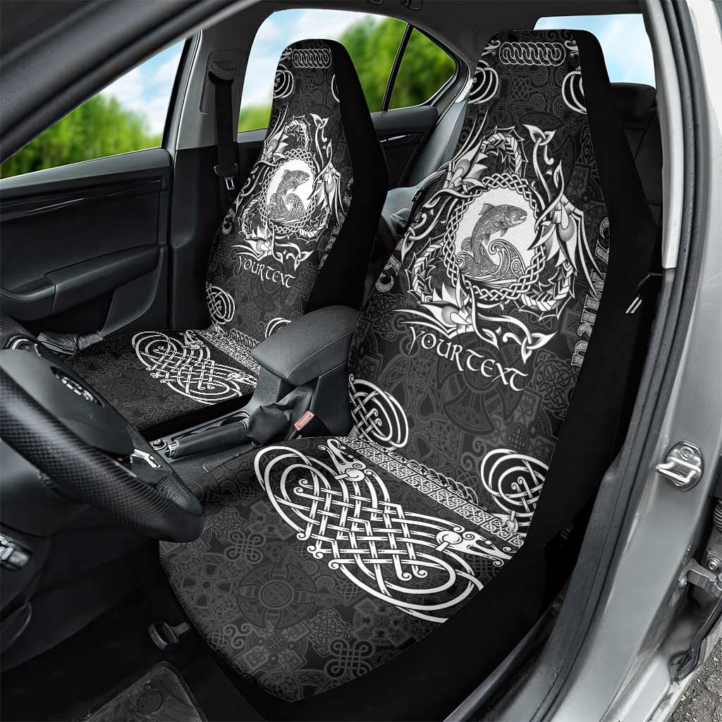 Personalized Cardiganshire Ceredigion Car Seat Cover Black Leaping Salmon Celtic-inspired LT9