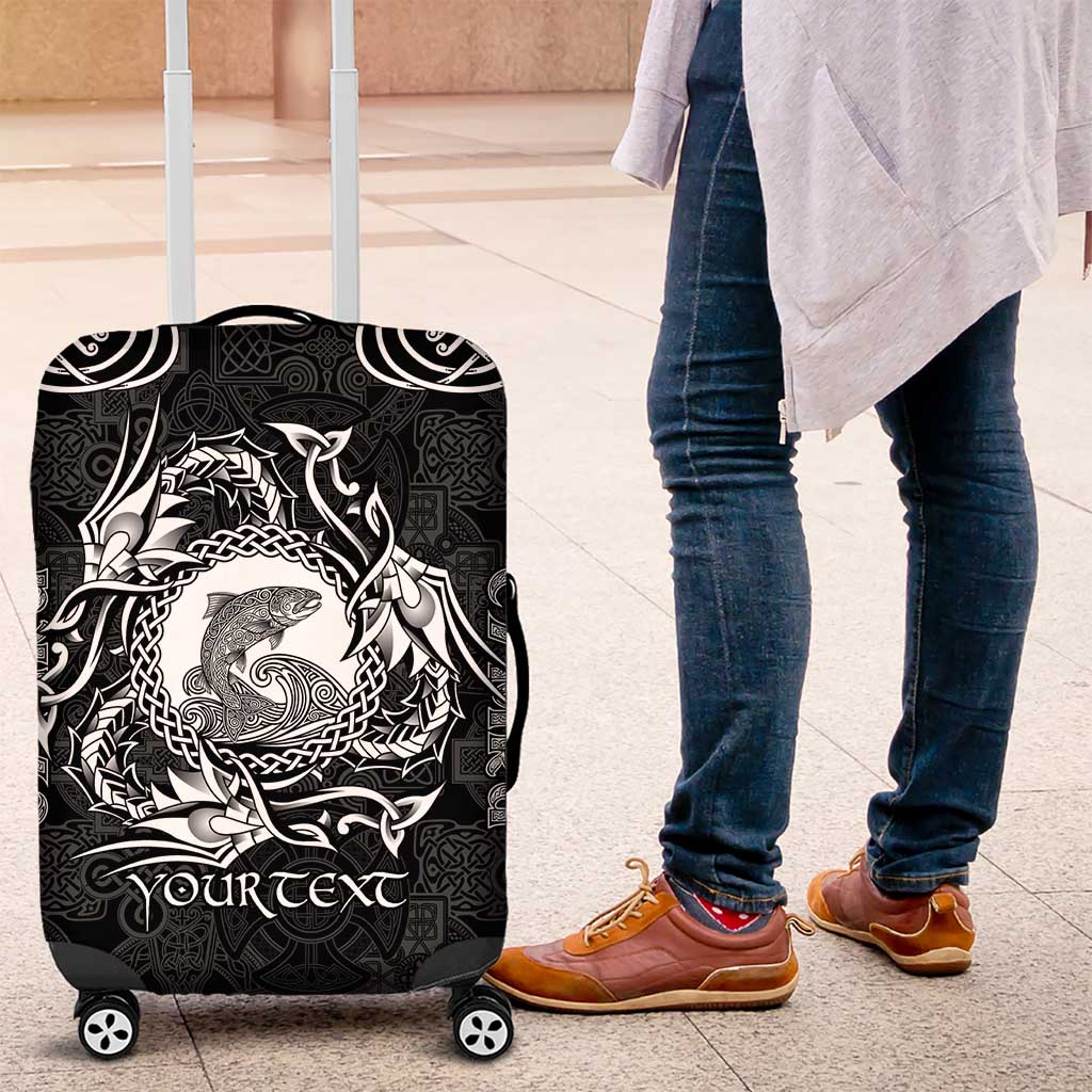 Personalized Cardiganshire Ceredigion Luggage Cover Black Leaping Salmon Celtic-inspired LT9