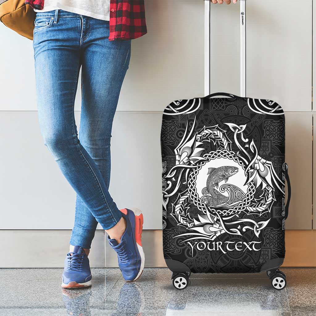 Personalized Cardiganshire Ceredigion Luggage Cover Black Leaping Salmon Celtic-inspired LT9