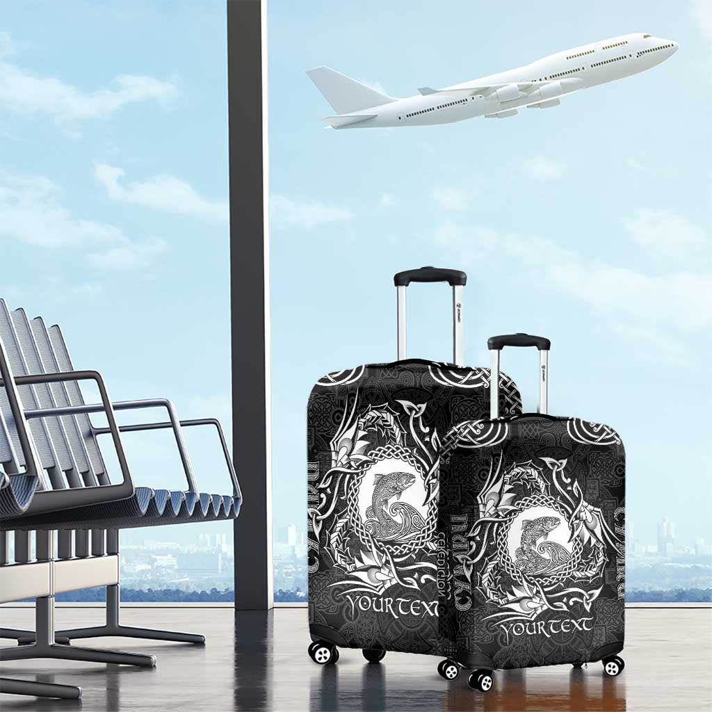 Personalized Cardiganshire Ceredigion Luggage Cover Black Leaping Salmon Celtic-inspired LT9