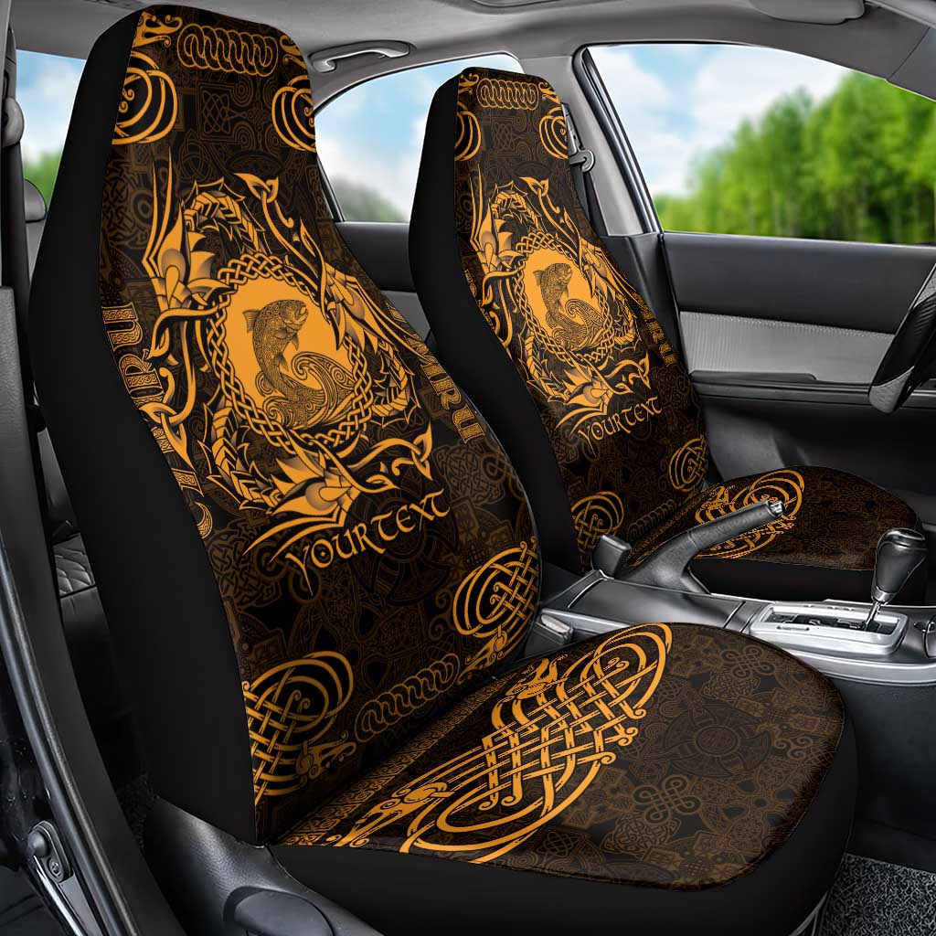 Personalized Cardiganshire Ceredigion Car Seat Cover Gold Leaping Salmon Celtic-inspired LT9