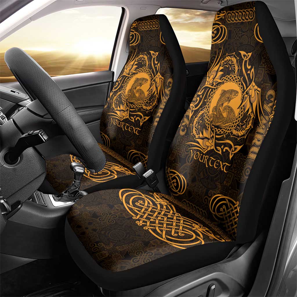 Personalized Cardiganshire Ceredigion Car Seat Cover Gold Leaping Salmon Celtic-inspired LT9