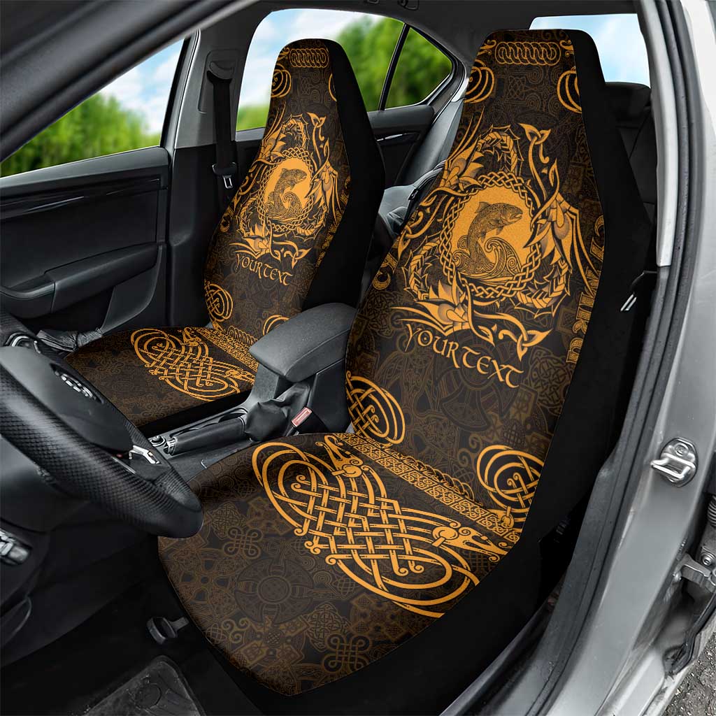 Personalized Cardiganshire Ceredigion Car Seat Cover Gold Leaping Salmon Celtic-inspired LT9