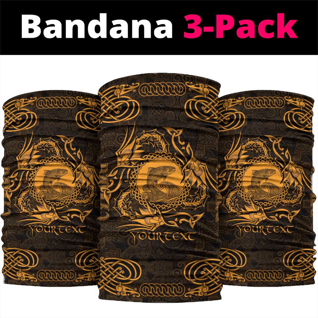 Personalized Cardiganshire Ceredigion Neck Gaiter Gold Leaping Salmon Celtic-inspired LT9