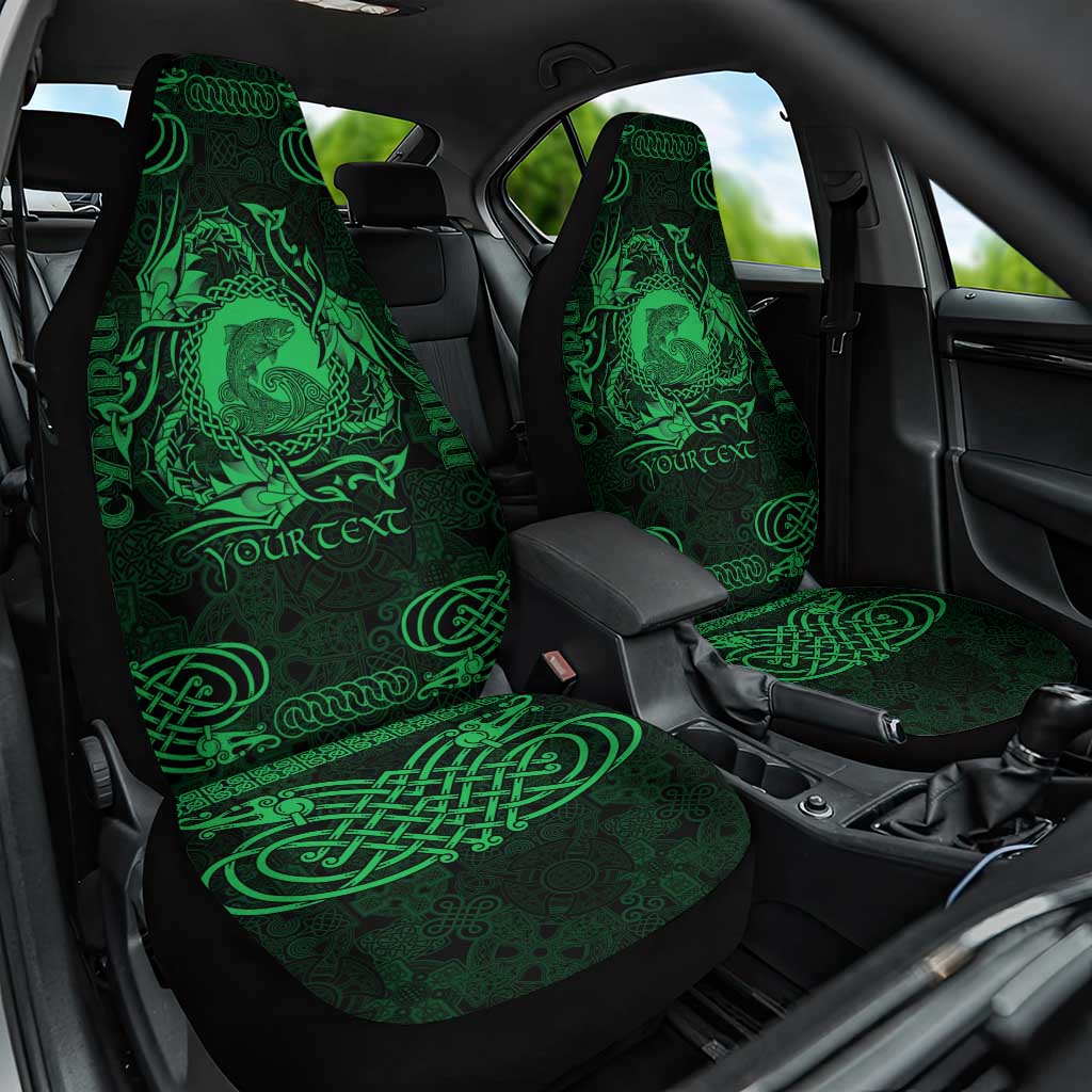 Personalized Cardiganshire Ceredigion Car Seat Cover Green Leaping Salmon Celtic-inspired LT9